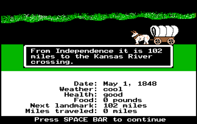 Oregon Trail Game Screenshot