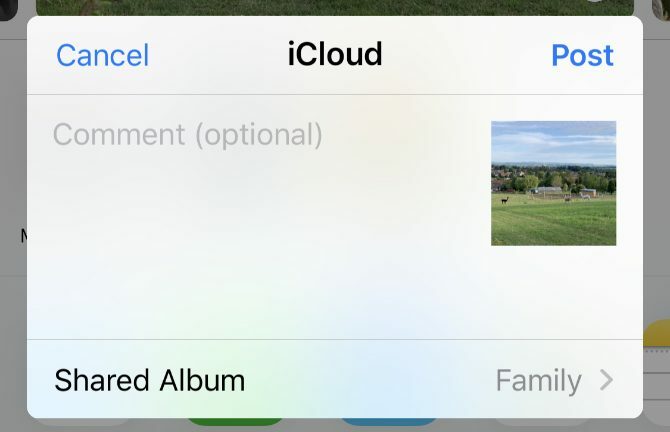 Fenster zur Erstellung eines gemeinsam genutzten iCloud-Albums