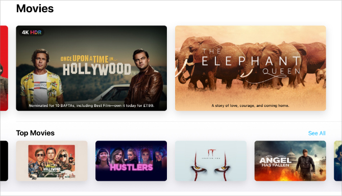 Apple TV App mit den neuesten Filmen