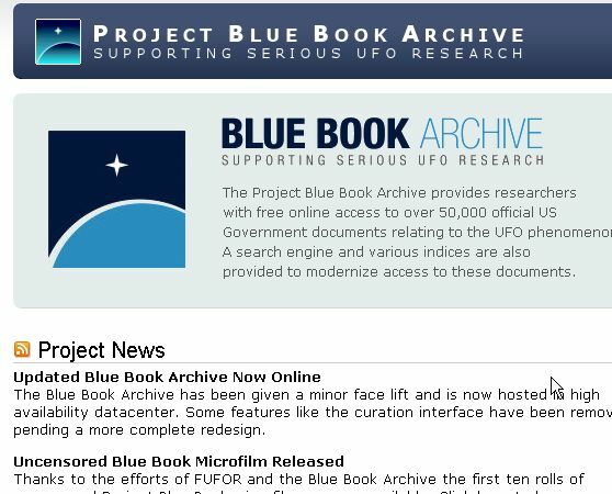 Top 8 Websites, um die neuesten UFO-Sichtungen zu finden bluebook1