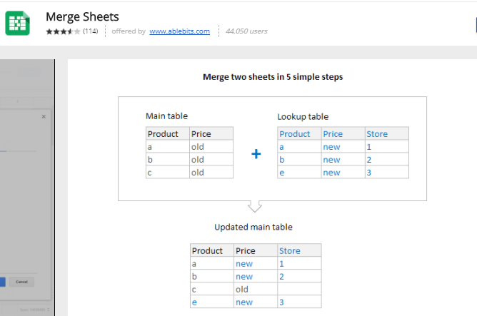 Google Sheets Add-Ons - Merge Sheets 