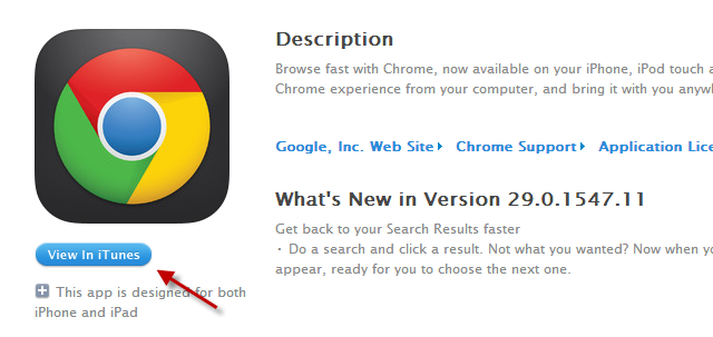 So erzwingen Sie das Öffnen von iTunes Store-Links in der iTunes Desktop App Chrome iTunes