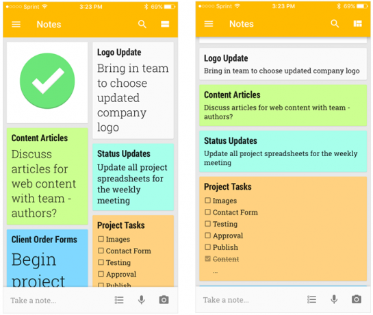 Verwendung von Google Keep für einfaches Projektmanagement GoogleKeepMainPageMobile iphone