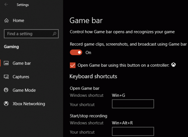 Windows 10 Game Bar-Einstellungen
