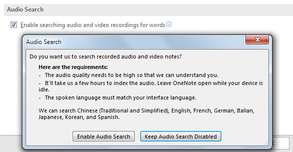 Suchen Sie Audio in OneNote