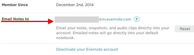 E-Mail-Notizen an Evernote