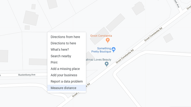 Google Maps messen Entfernungsmenü