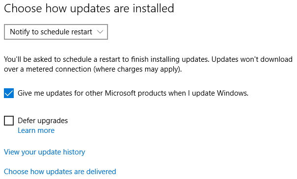Windows 10 Wählen Sie aus, wie Updates installiert werden sollen