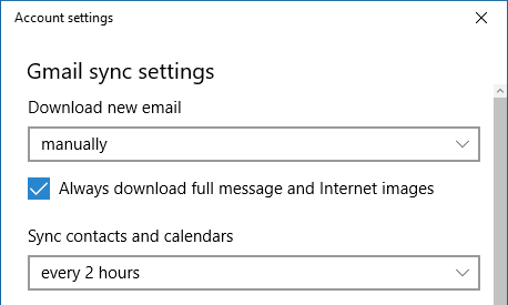 Windows-Kalendersynchronisierungseinstellungen