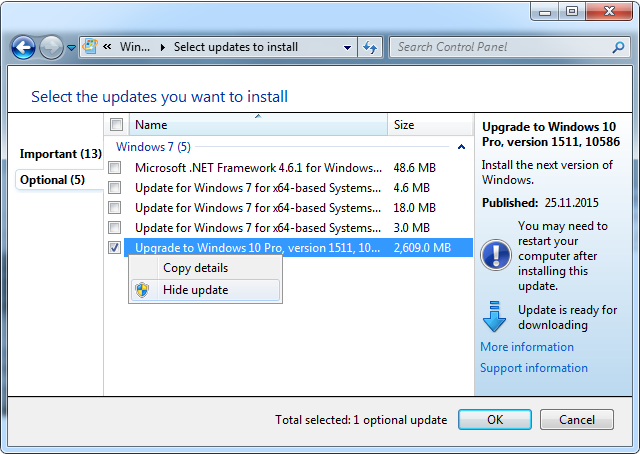 Windows 10 Update ausblenden