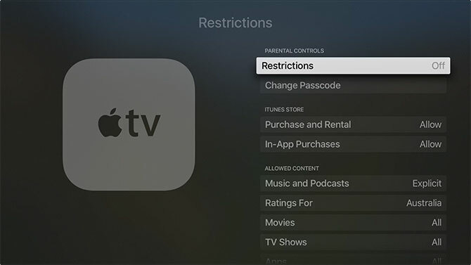 Einrichten und Verwenden von Apple TV Apple TV-Einschränkungen 1