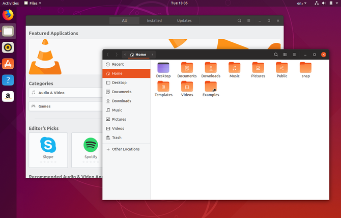 Ubuntu 18.10 Desktop mit neuem Thema