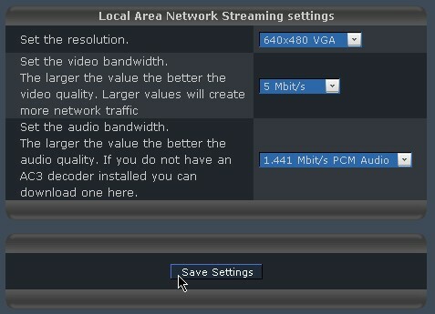 Streaming-Einstellungen für das lokale Netzwerk