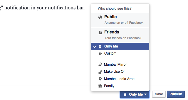 Facebook-Notizen-Sharing-Optionen