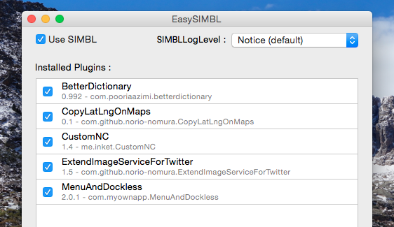 Passen Sie fast alles auf Ihrem Mac mit der easySIMBL easysimbl-Oberfläche an