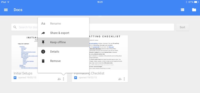 Offline-Dokumente iPad