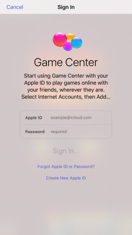 Game Center-Bildschirm