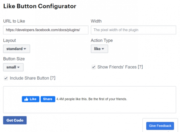 Facebook Widget wie Button Code