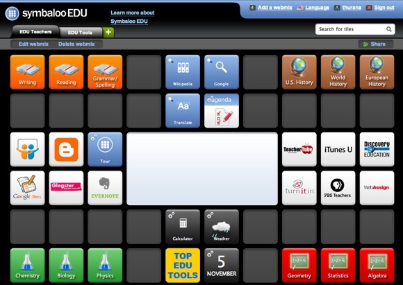 Erstellen Sie Ihre eigene virtuelle Lernumgebung mit SymbalooEDU 01b Symbaloo Main Page