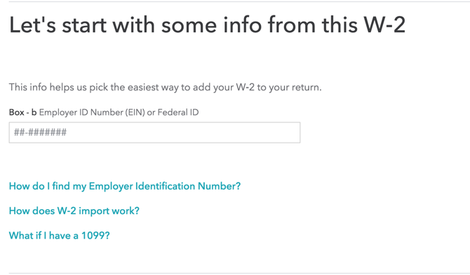 Turbotax-Leitfaden - TurboTax fordert Informationen von W2 an