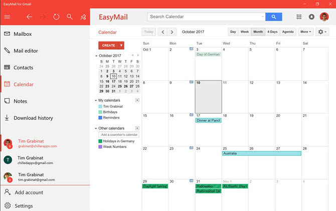 EasyMail für Google Mail-Kalenderansicht