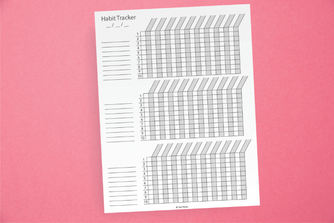 Laden Sie die 10-Tage-Habit-Tracker-Vorlage von Teal Notes herunter und drucken Sie sie aus 