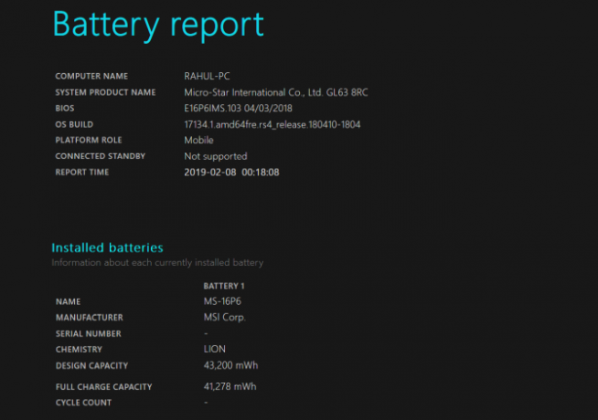 PowerCFG Batterie Bericht Analyse