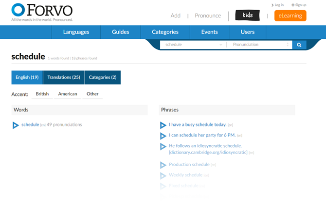 Forvo ist ein Online-Ausspracheführer