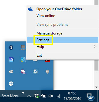 onedrive Einstellungen