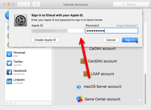 Geben Sie die Apple-ID und das Passwort ein