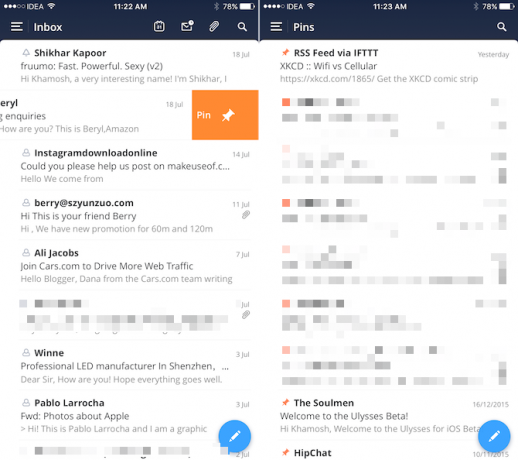 Funken E-Mail App iPhone Bildschirm 3