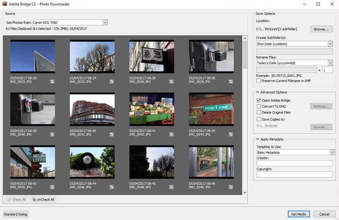 Adobe Bridge erhalten Fotos Windows erweitert