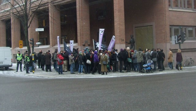 Protest gegen den Prozess in Stockholm