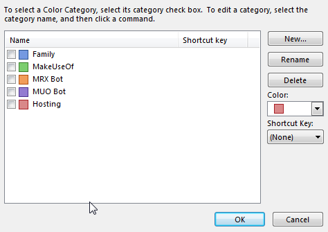 Farbkategorien für die bedingte Outlook-Formatierung