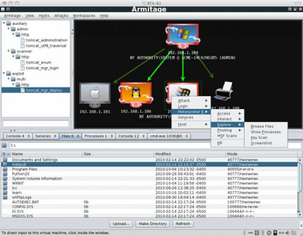 Armitage - eine grafische Benutzeroberfläche für das Metasploit-Framework, mit der sich Schwachstellen leicht finden und ausnutzen lassen