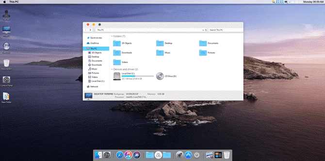 Windows 7-Thema macOS Catalina SkinPack