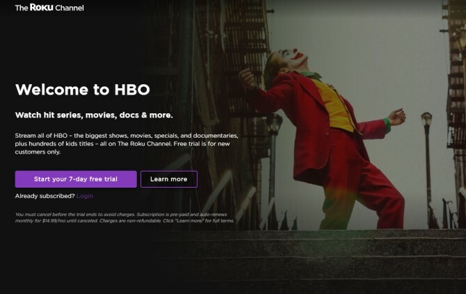HBO kostenlose Testversion Roku Channel