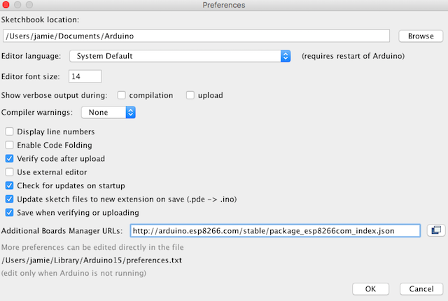 URLs des Arduino Board Managers