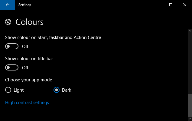 Windows 10 Dark Mode