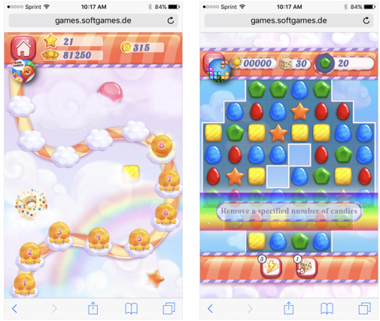 Candy Rain 2 Mobiler Browser