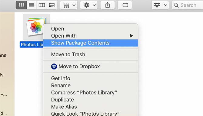 Anzeigen des Inhalts der macOS Photos Library