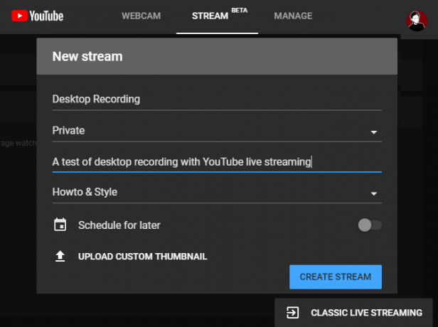 YouTube Classic Live-Streaming-Schaltfläche
