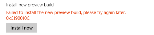 Windows 10 Preview Build-Fehlermeldung