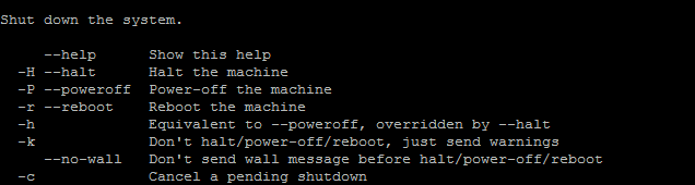 Befehle zum Herunterfahren des Linux-Terminals helfen