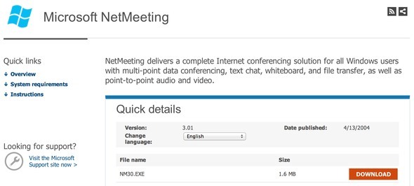 Ich gebe Ihnen meinen Hut, Microsoft NetMeeting downloadnetmeet