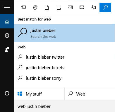 Windows-Suchfilter Web