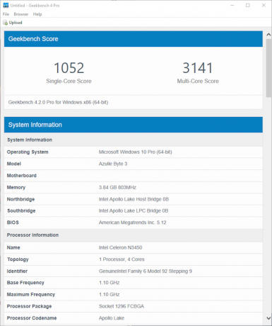 Azulle Byte 3 Review: Dieser winzige, lüfterlose Mini-PC macht alles Byte 3 Geekbench-CPU