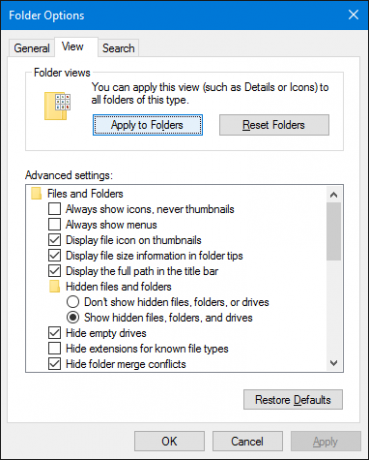 Windows 10-Datei-Explorer-Ordneroptionen