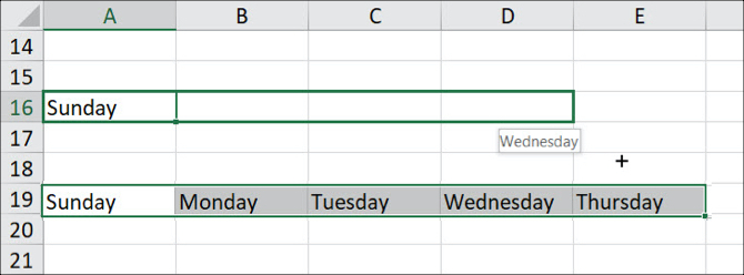 Excel AutoFill-Wochentage