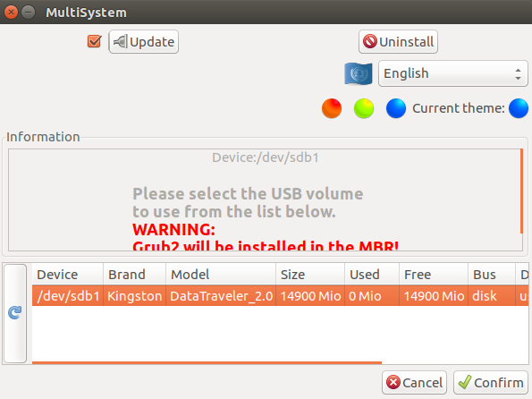 Kombinieren Sie mehrere ISO-Dateien, um ein einzelnes bootfähiges ISO-Image-MultiSystem zu brennen. Wählen Sie ein USB-Gerät